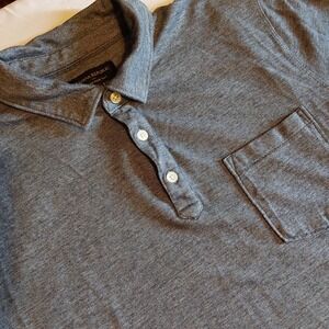 Banana Republic Wicking Pique Heather Blue Polo Shirt Mens Size Lg Modern Casual